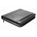 A4 size conference folder with a zipper made of genuine leather. 19 BL-0-1F