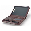 A4 size conference folder with a zipper made of genuine leather. 19 BL-0-2F
