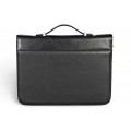 A4 size conference folder with a zipper made of genuine leather. 19R BL-0-1F