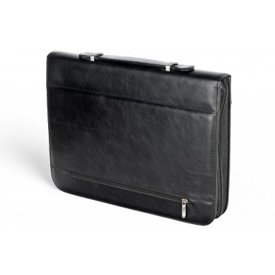 A4 size conference folder with a zipper made of genuine leather. 19R BL-0-1F A4 size conference folder with a zipper made of genuine leather. 19R BL-0-1F