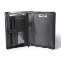 A4 size conference folder with a zipper made of genuine leather. 2R BL 0-1F