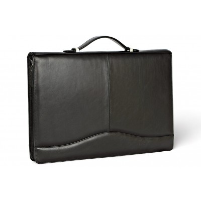 A4 size conference folder with a zipper made of genuine leather. 2R BL 0-1F