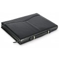A4 size conference folder with a zipper made of genuine leather. 2R BL 0-1F