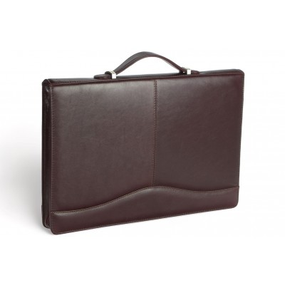 A4 size conference folder with a zipper made of genuine leather. 2R BL-0-2F