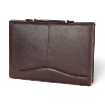 A4 size conference folder with a zipper made of genuine leather. 2R BL-0-2F