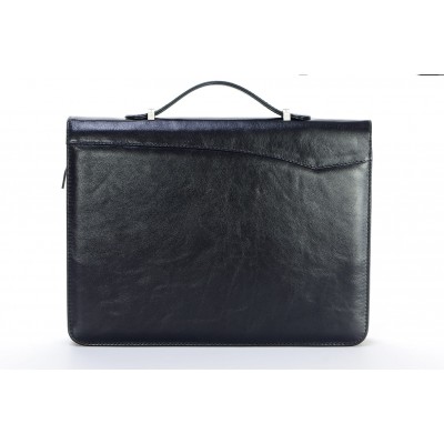 A4 size conference folder with a zipper made of genuine leather. 24R BL-0-1F