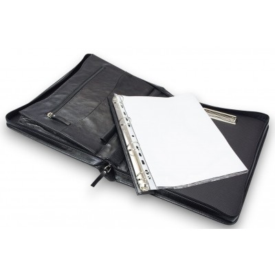A4 size conference folder with a zipper made of genuine leather. 24R BL-0-1F