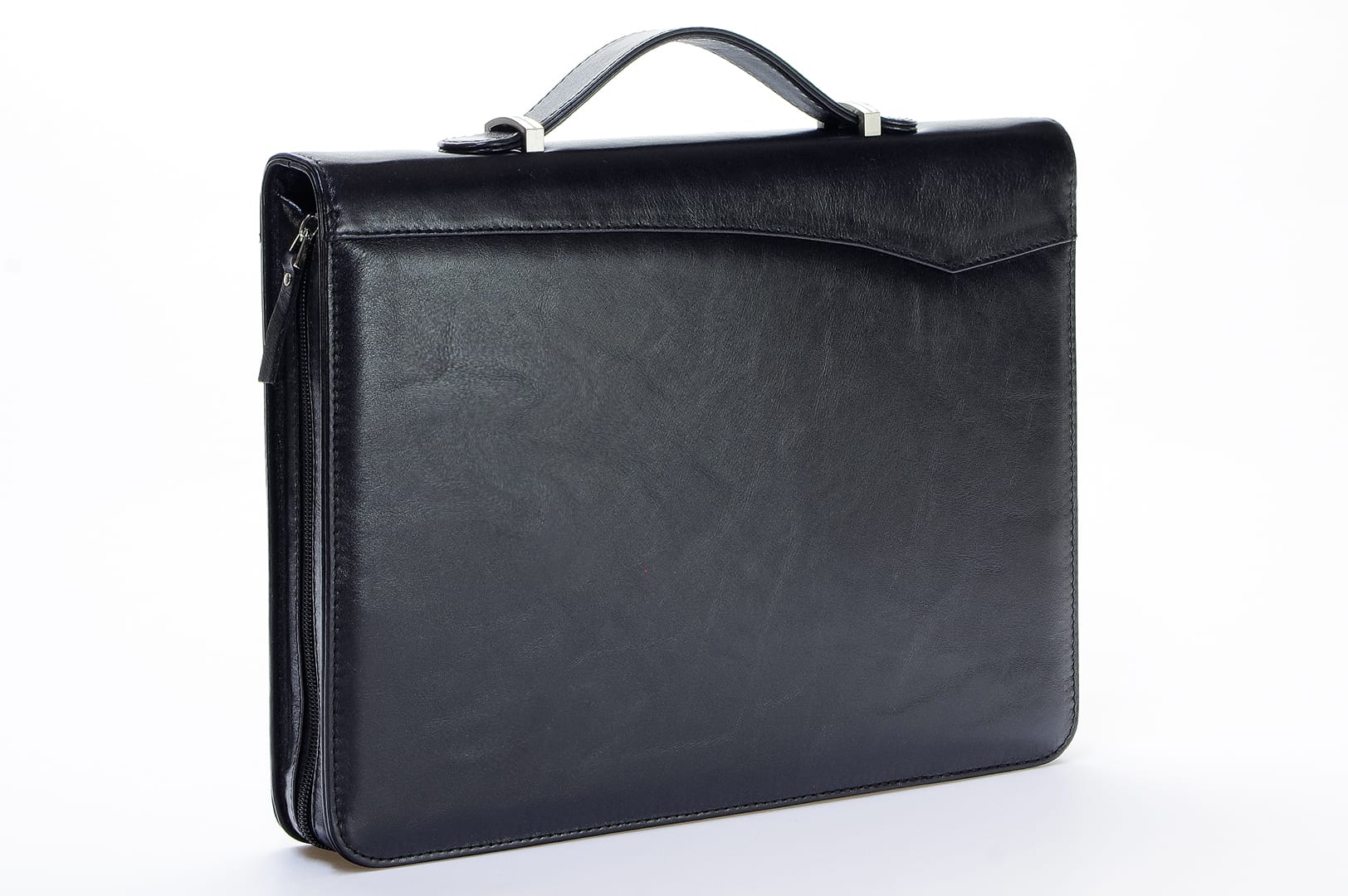 A4 size conference folder with a zipper made of genuine leather. 24R BL 0-1F