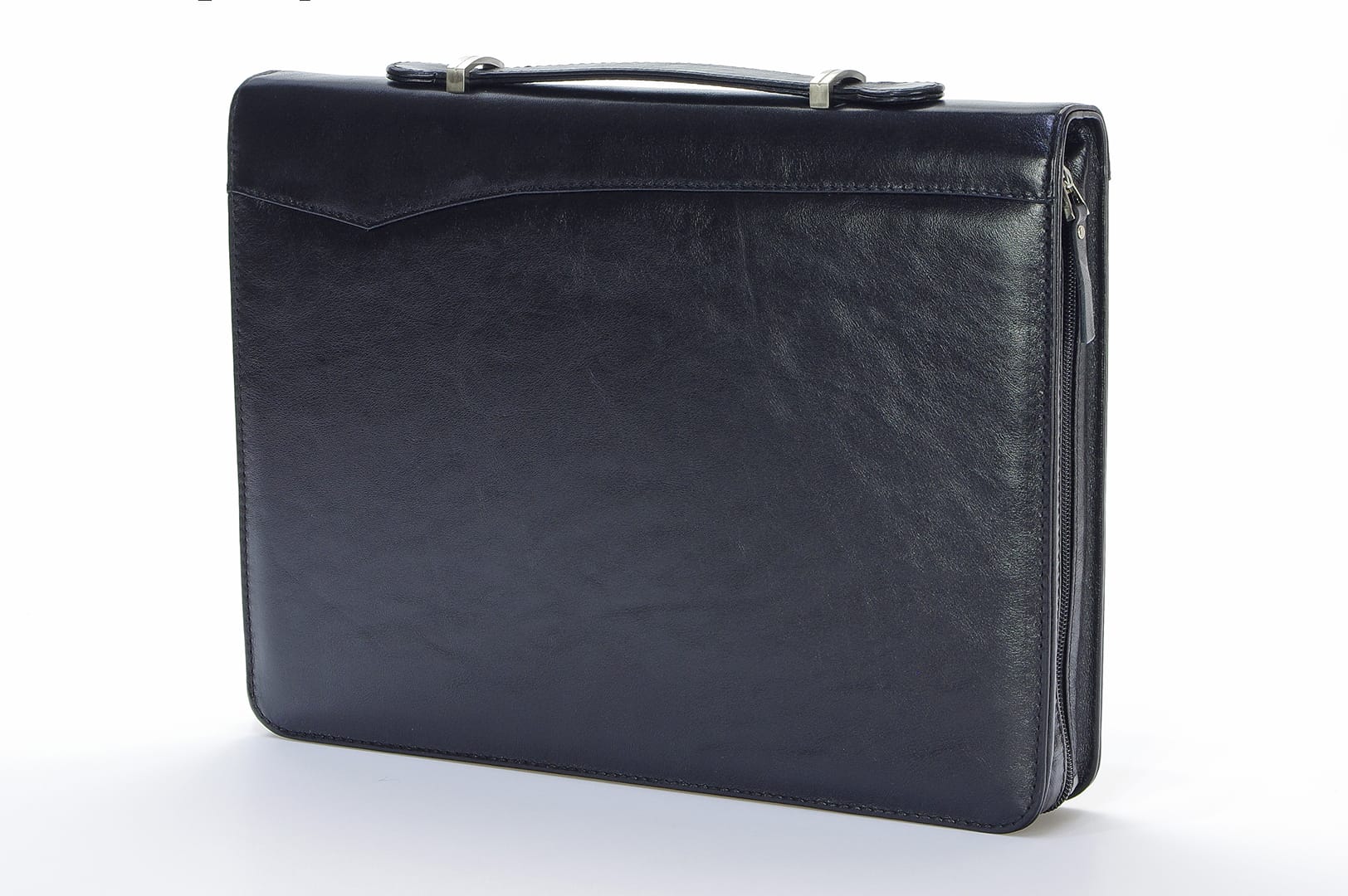 A4 size conference folder with a zipper made of genuine leather. 24R BL 0-1F