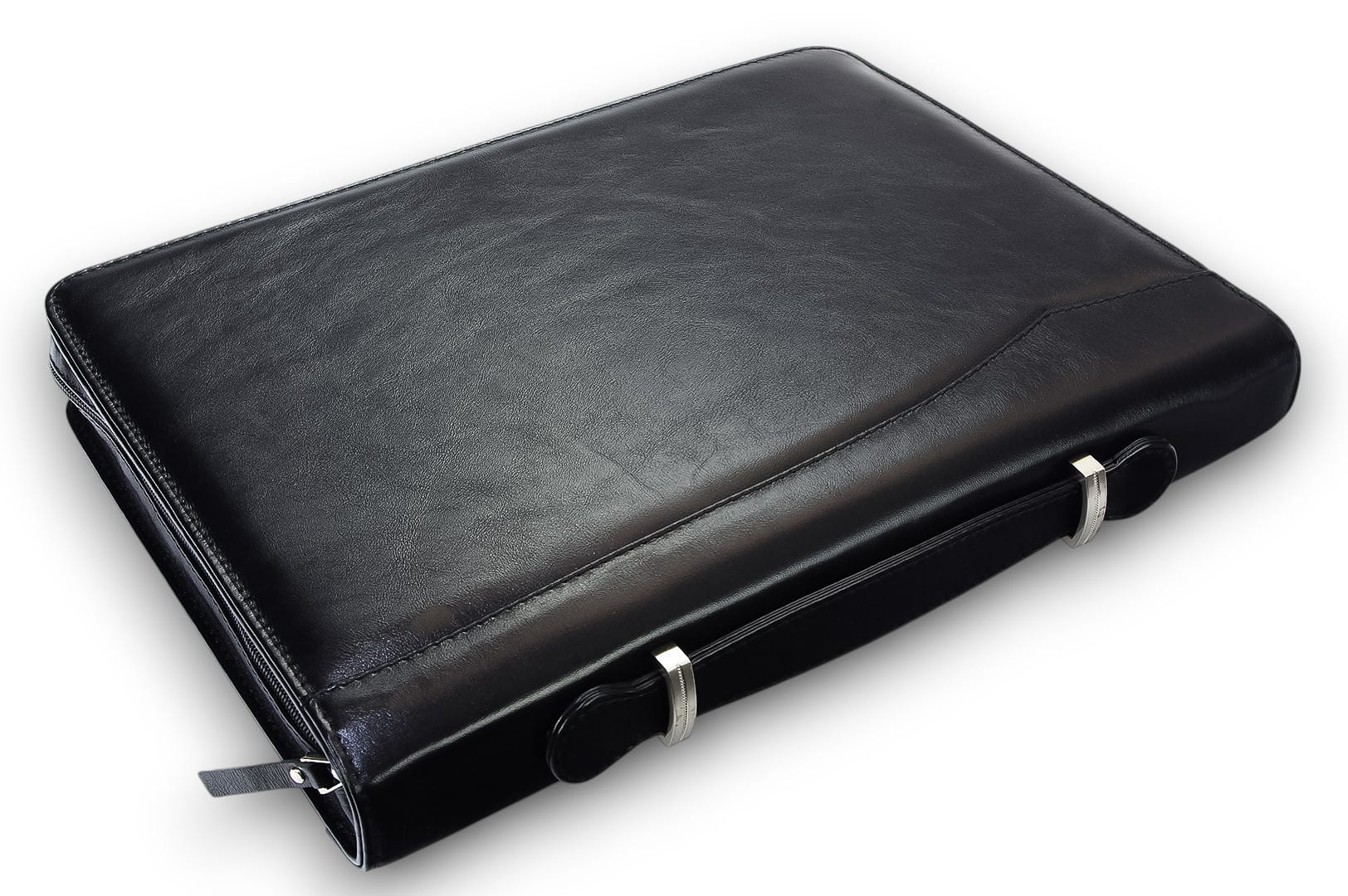 A4 size conference folder with a zipper made of genuine leather. 24R BL 0-1F