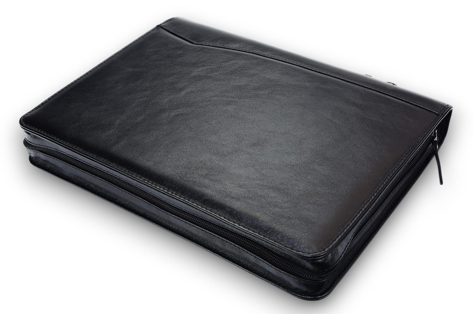 A4 size conference folder with a zipper made of genuine leather. 24R BL 0-1F