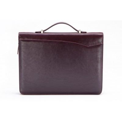 A4 size conference folder with a zipper made of genuine leather. 24R BL-0-2F