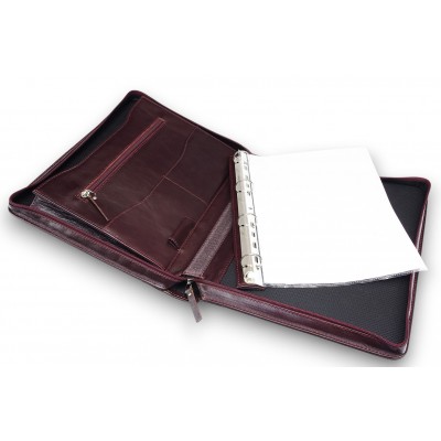 A4 size conference folder with a zipper made of genuine leather. 24R BL-0-2F