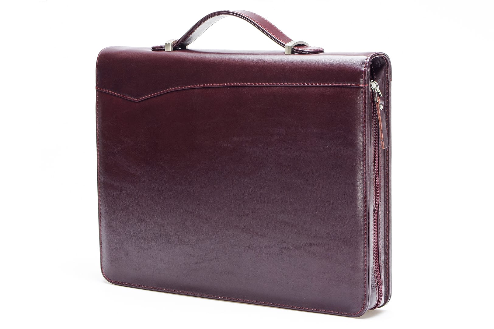A4 size conference folder with a zipper made of genuine leather. 24R BL 0-2F