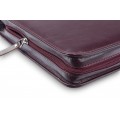 A4 size conference folder with a zipper made of genuine leather. 24R BL 0-2F