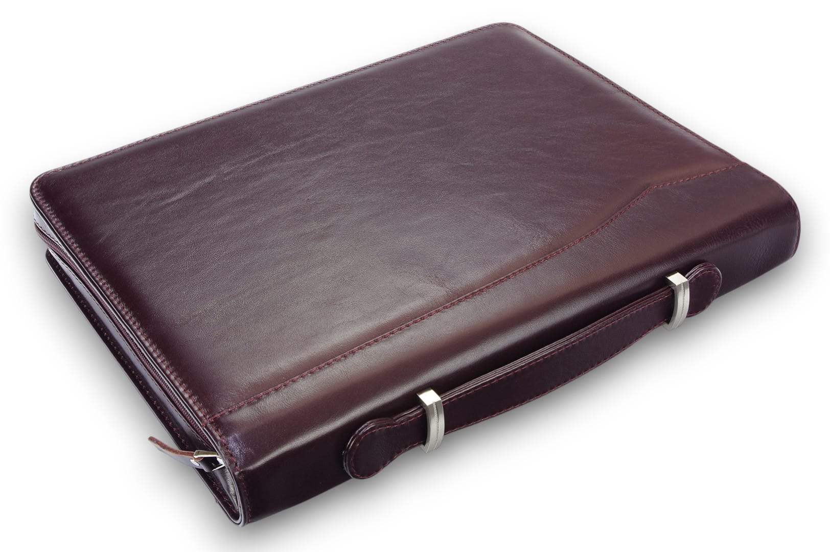 A4 size conference folder with a zipper made of genuine leather. 24R BL 0-2F