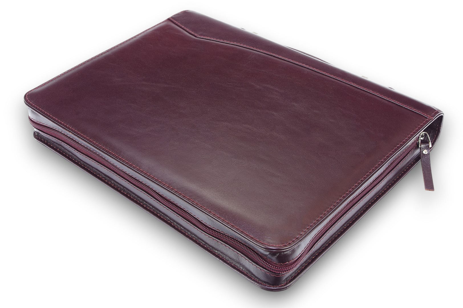 A4 size conference folder with a zipper made of genuine leather. 24R BL 0-2F