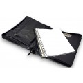 A4 size conference folder with a zipper made of genuine leather. 24 BL 0-1F