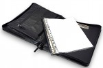 A4 size conference folder with a zipper made of genuine leather. 24 BL 0-1F