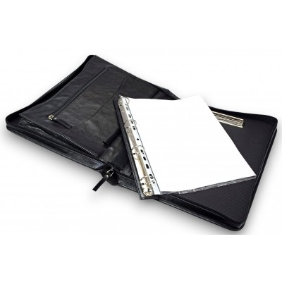 A4 size conference folder with a zipper made of genuine leather. 24 BL 0-1F A4 size conference folder with a zipper made of genuine leather. 24 BL 0-1F