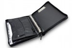 A4 size conference folder with a zipper made of genuine leather. 24 BL 0-1F