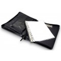 A4 size conference folder with a zipper made of genuine leather. 24 BL 0-1F