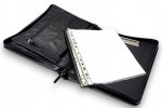 A4 size conference folder with a zipper made of genuine leather. 24 BL 0-1F