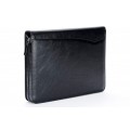 A4 size conference folder with a zipper made of genuine leather. 24 BL 0-1F