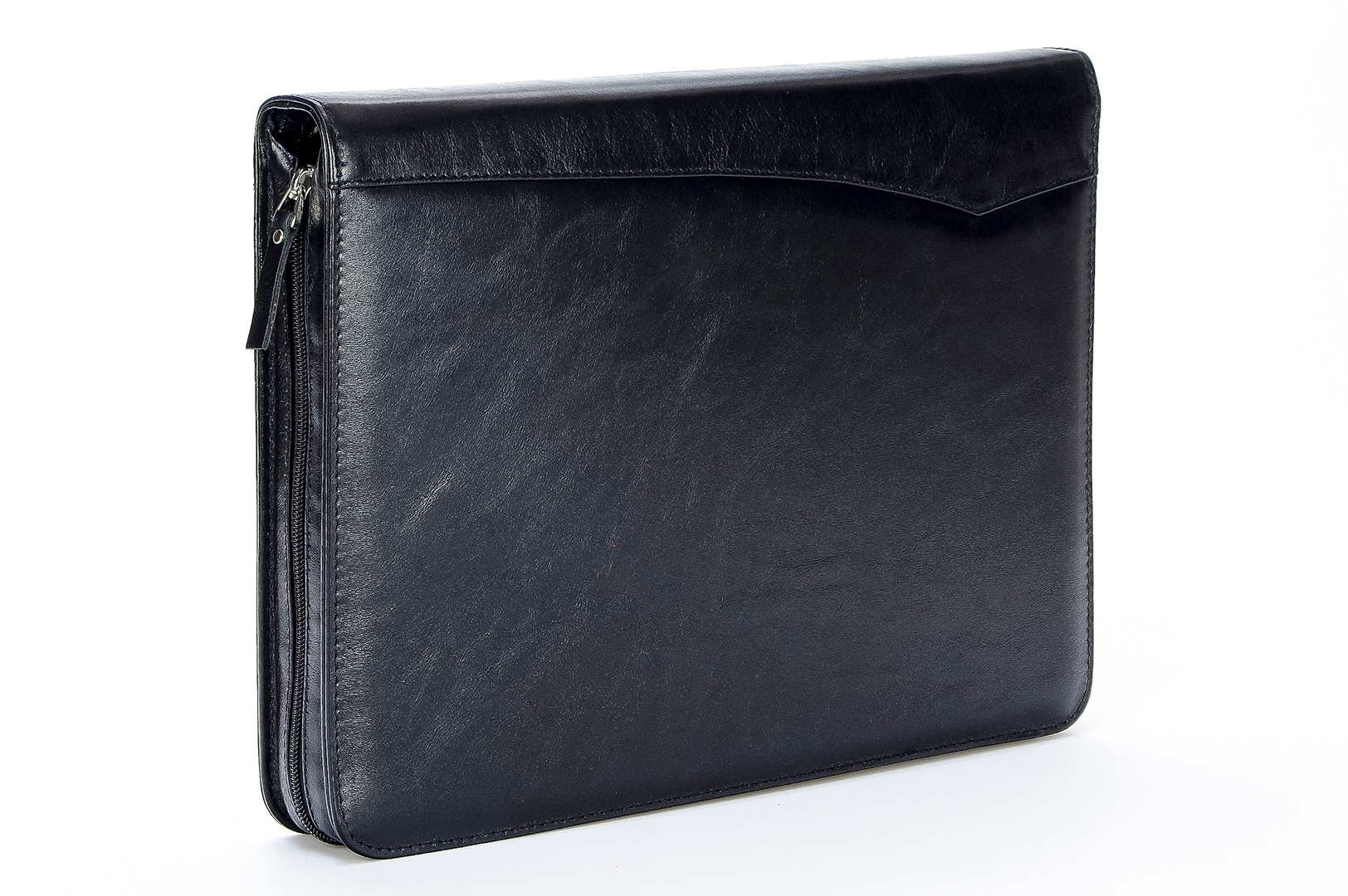 A4 size conference folder with a zipper made of genuine leather. 24 BL 0-1F