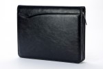 A4 size conference folder with a zipper made of genuine leather. 24 BL 0-1F