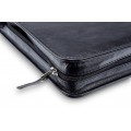 A4 size conference folder with a zipper made of genuine leather. 24 BL 0-1F