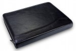 A4 size conference folder with a zipper made of genuine leather. 24 BL 0-1F