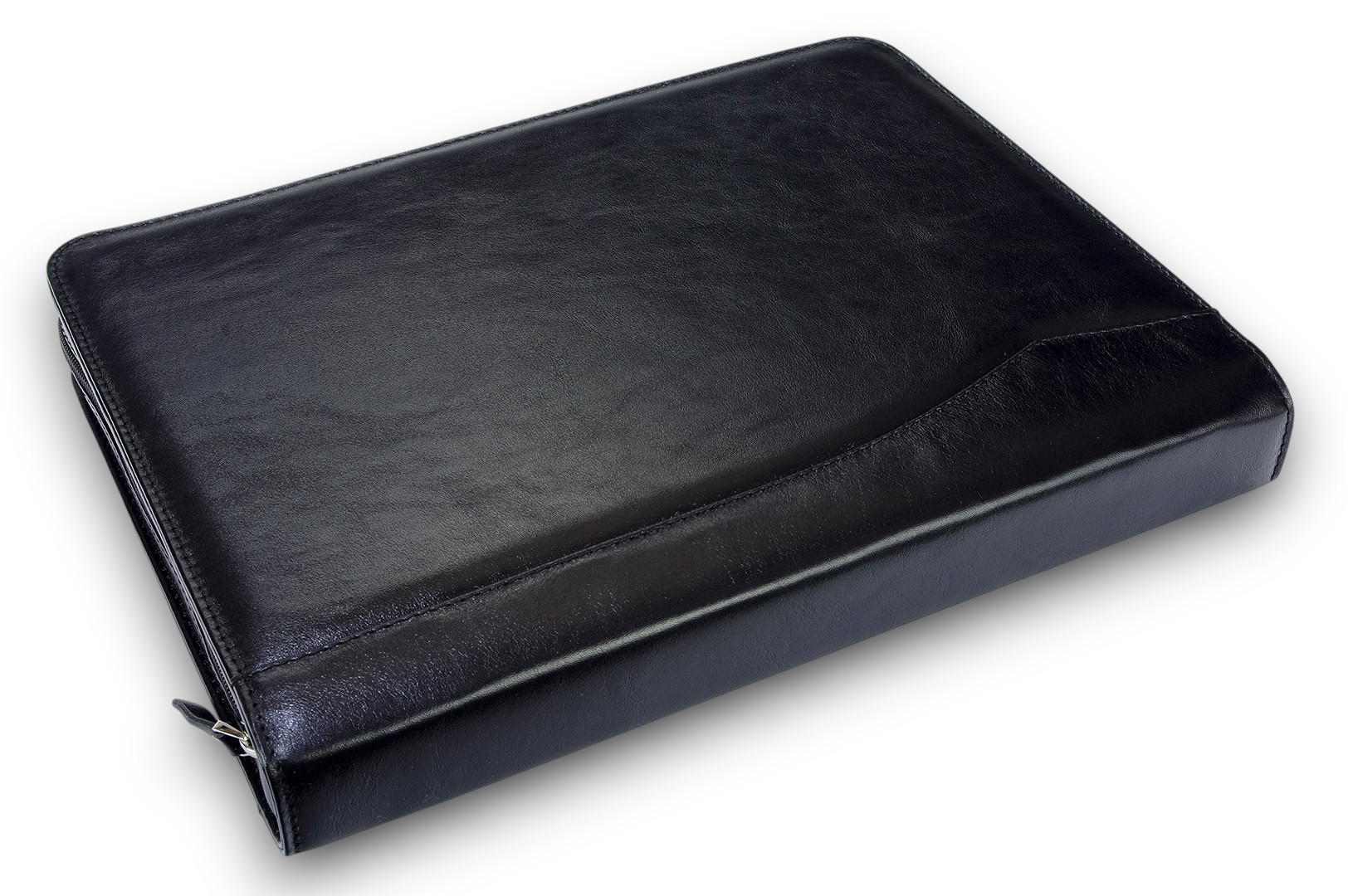 A4 size conference folder with a zipper made of genuine leather. 24 BL 0-1F