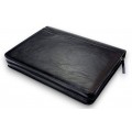 A4 size conference folder with a zipper made of genuine leather. 24 BL 0-1F