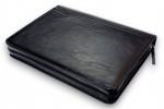 A4 size conference folder with a zipper made of genuine leather. 24 BL 0-1F