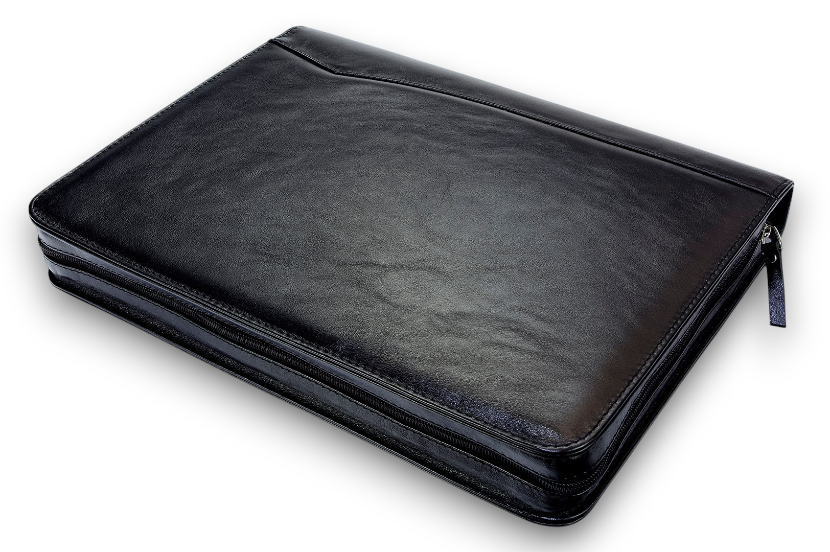 A4 size conference folder with a zipper made of genuine leather. 24 BL 0-1F