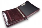 A4 size conference folder with a zipper made of genuine leather. 24 BL 0-2F