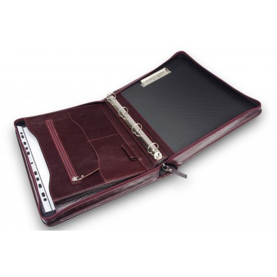 A4 size conference folder with a zipper made of genuine leather. 24 BL 0-2F A4 size conference folder with a zipper made of genuine leather. 24 BL 0-2F
