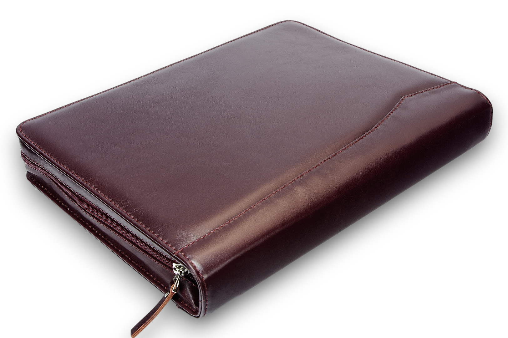 A4 size conference folder with a zipper made of genuine leather. 24 BL 0-2F