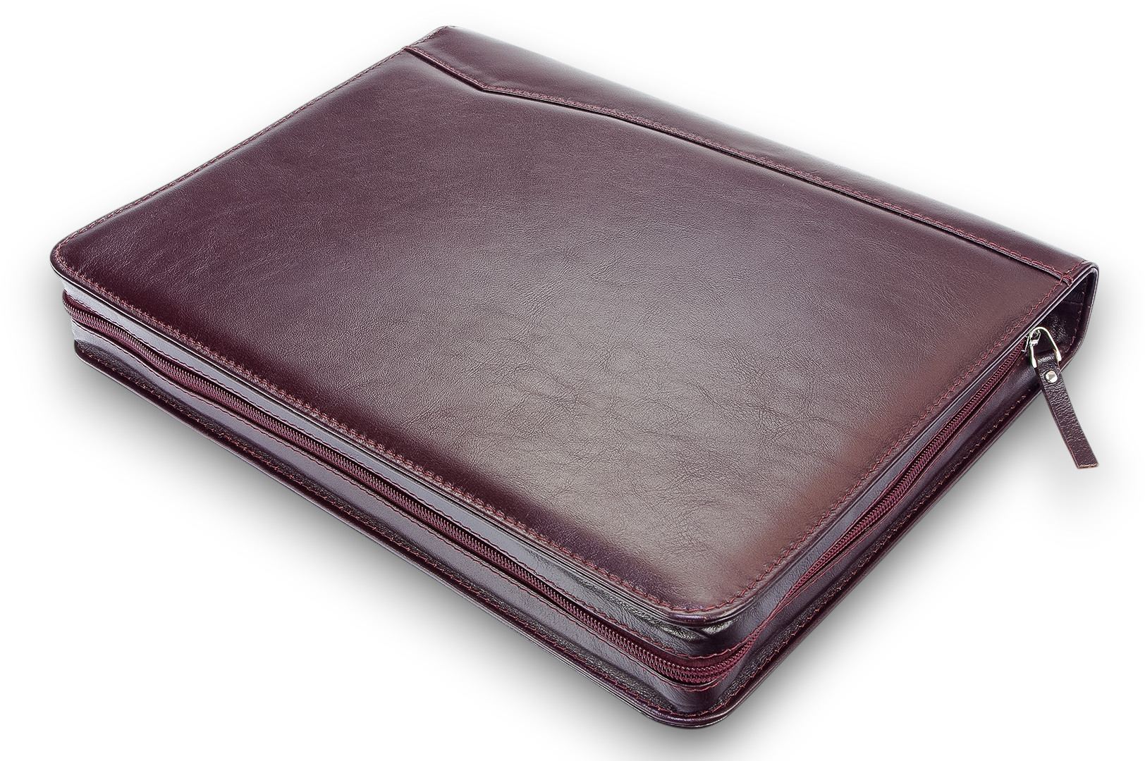 A4 size conference folder with a zipper made of genuine leather. 24 BL 0-2F