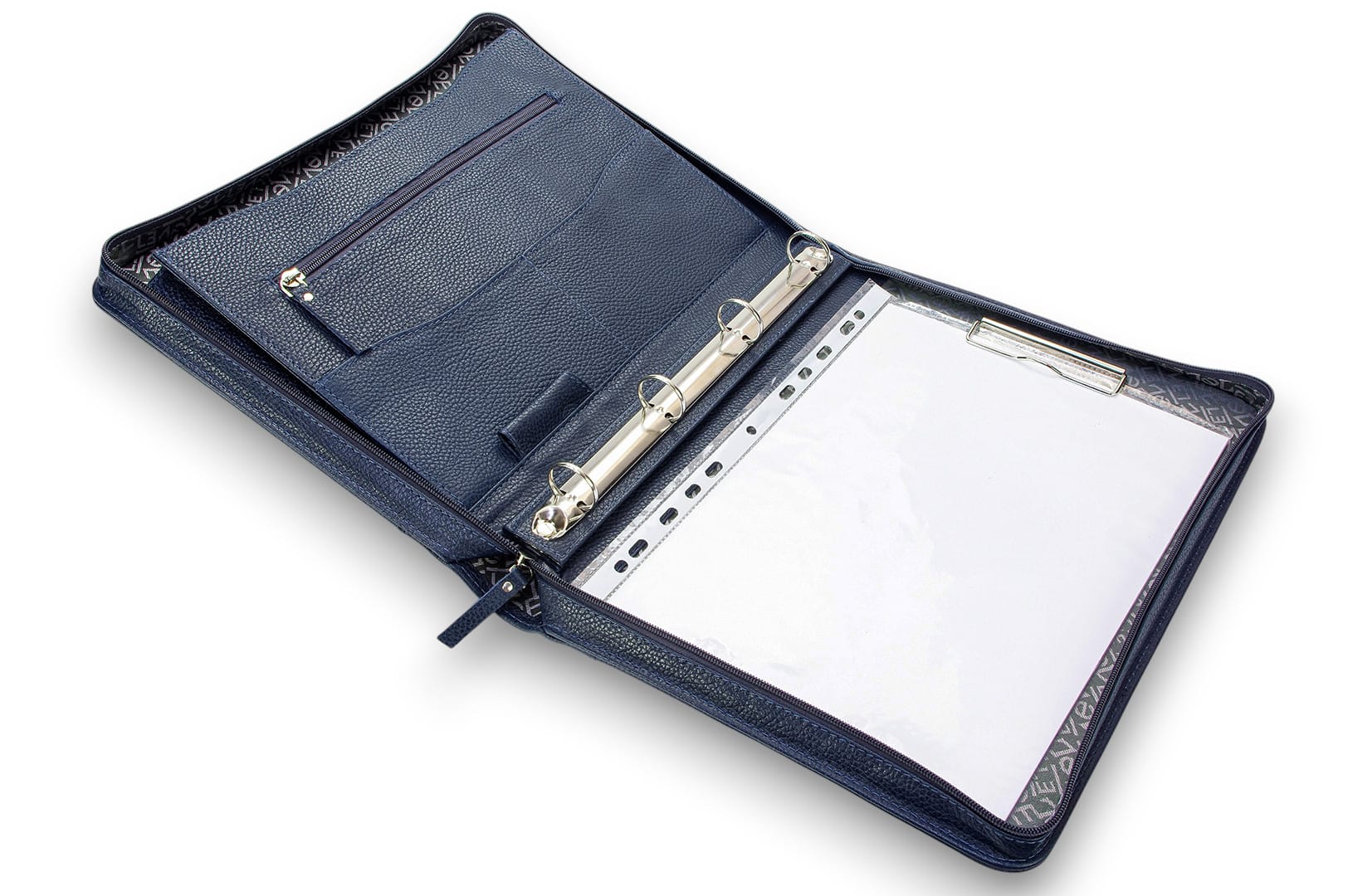 A4 size conference folder with a zipper made of genuine leather. 24 EL 4-3F