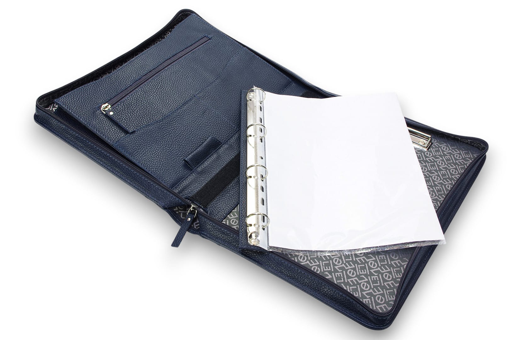A4 size conference folder with a zipper made of genuine leather. 24 EL 4-3F